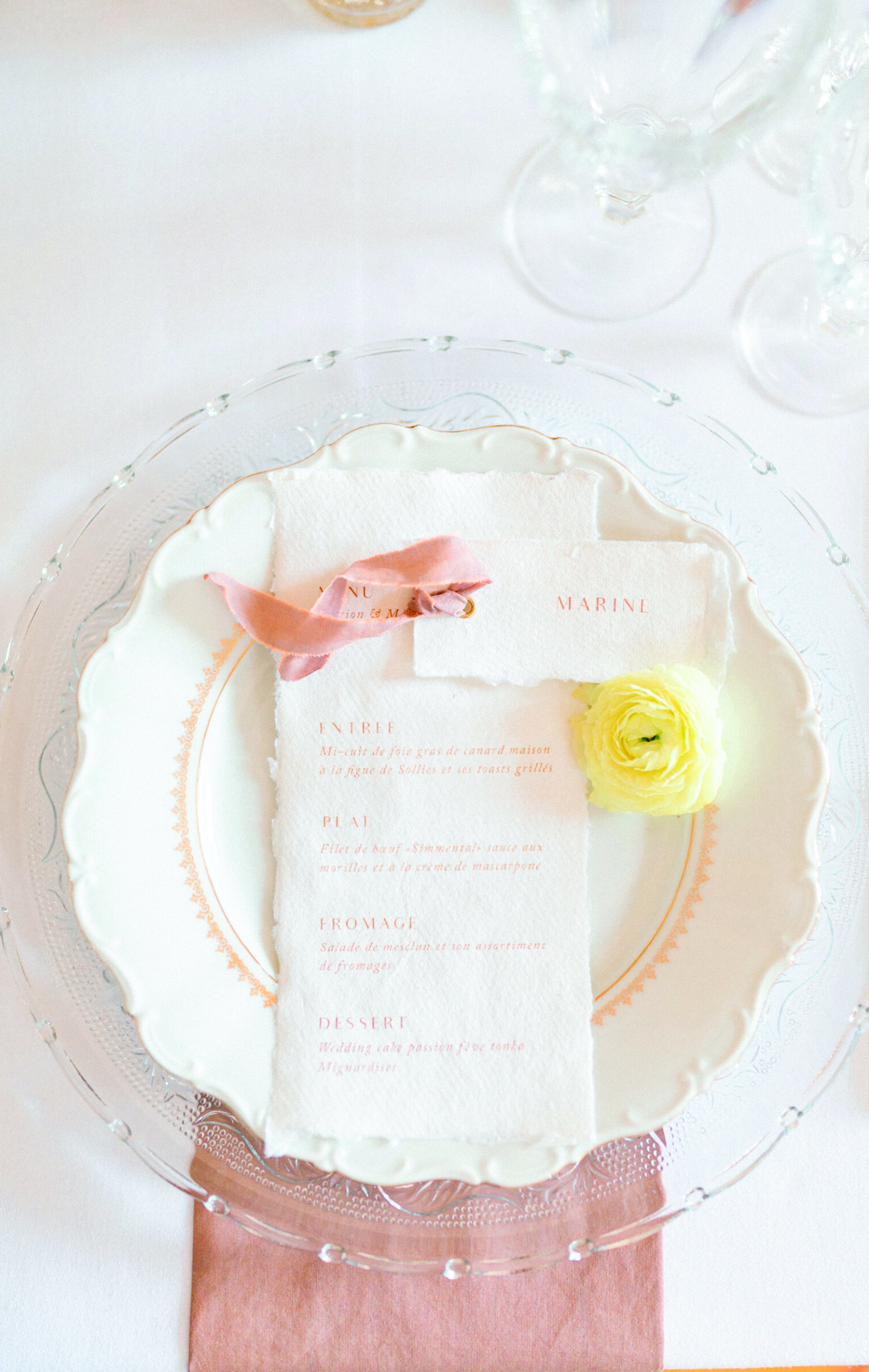 menu de mariage